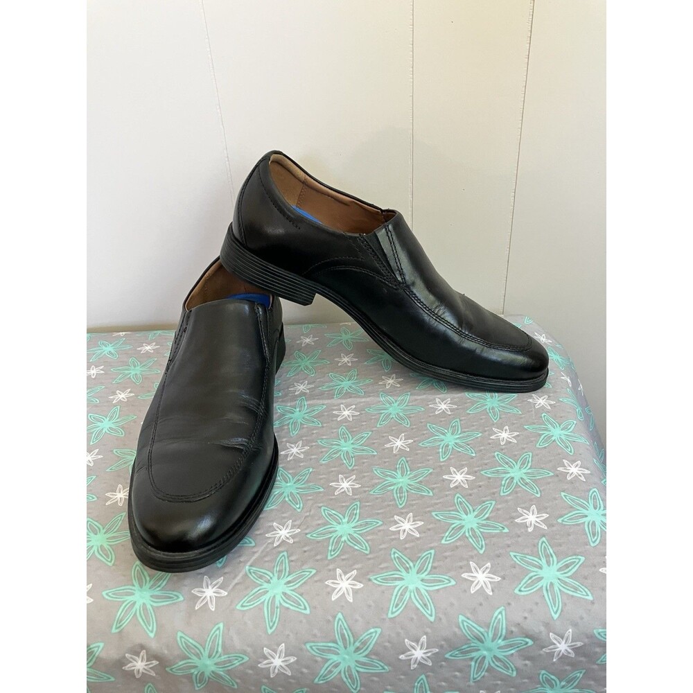 Clarks Whiddon Men's Size 9 Wide Black Leather Shoes Comfort Loafers Rubber Sole